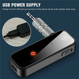 USB Wireless Bluetooth 5.0 2-in-1 Audio Adapter Transmitter and Receiver with 3.5mm AUX for Car Use