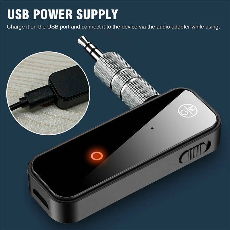 USB Wireless Bluetooth 5.0 2-in-1 Audio Adapter Transmitter and Receiver with 3.5mm AUX for Car Use
