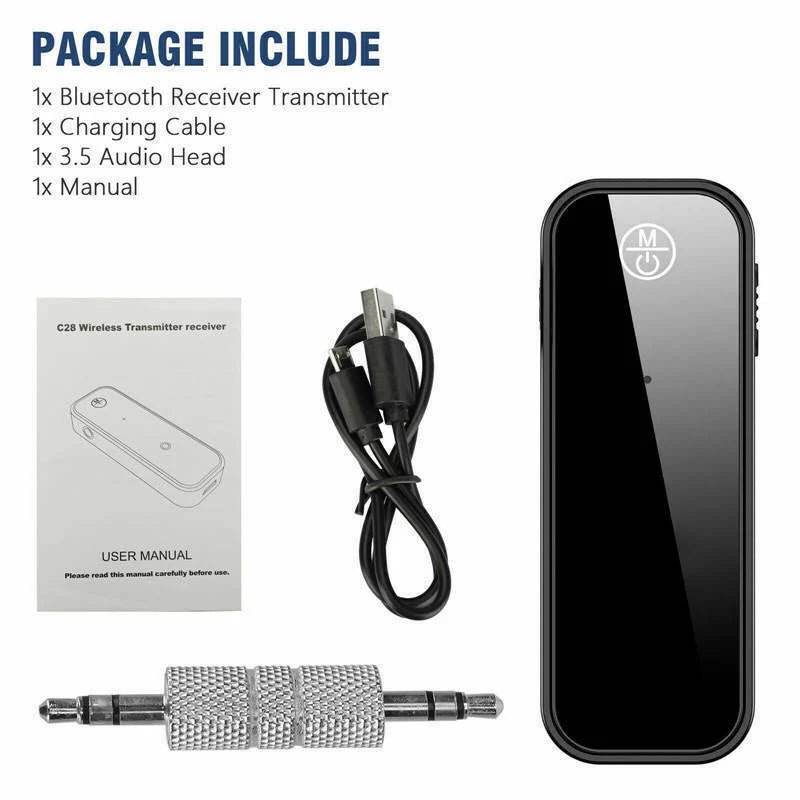 USB Wireless Bluetooth 5.0 2-in-1 Audio Adapter Transmitter and Receiver with 3.5mm AUX for Car Use