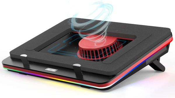 GT500 High-Performance Turbo Fan RGB Laptop Cooling Pad with Adjustable Speed, Seal Foam for Enhanced Cooling, Dust Filter Protection, Compatible with 13-17.3 Inch Gaming Laptops
