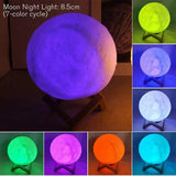 D5 Starry Moon Lamp 8Cm - LED Night Light with Stand