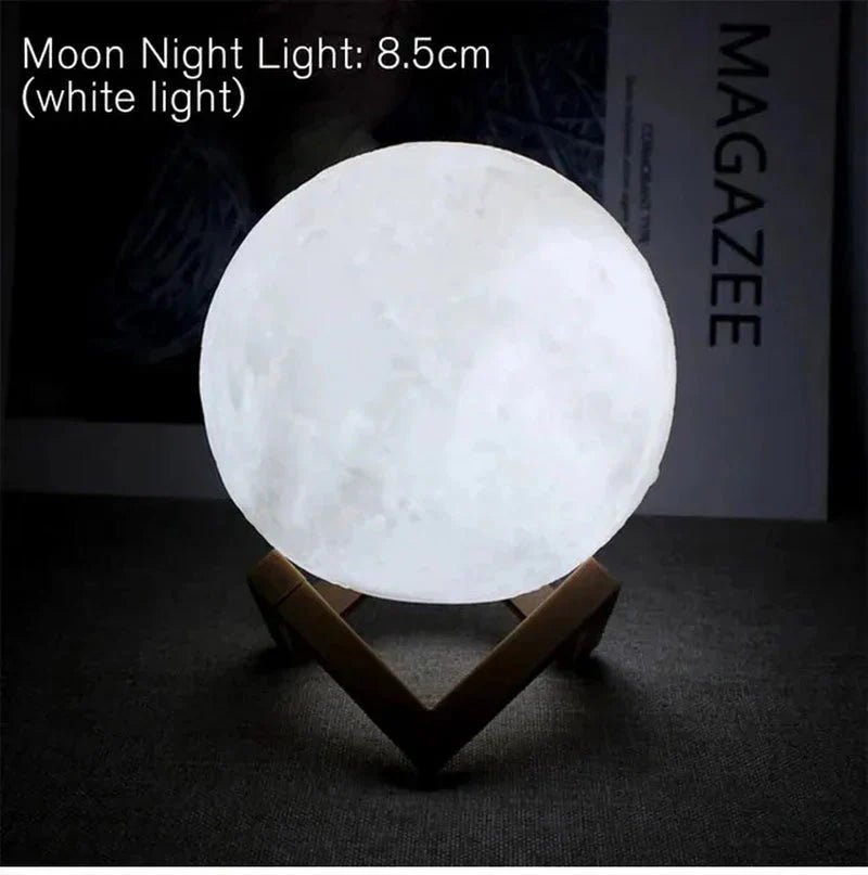 D5 Starry Moon Lamp 8Cm - LED Night Light with Stand