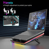 GT500 High-Performance Turbo Fan RGB Laptop Cooling Pad with Adjustable Speed, Seal Foam for Enhanced Cooling, Dust Filter Protection, Compatible with 13-17.3 Inch Gaming Laptops