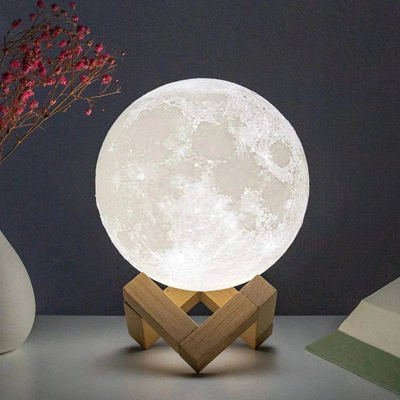 D5 Starry Moon Lamp 8Cm - LED Night Light with Stand