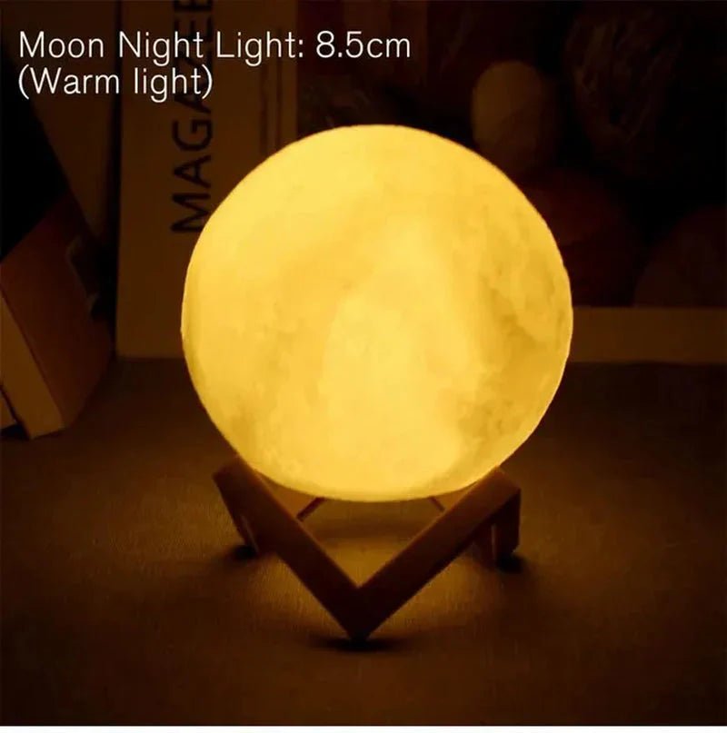 D5 Starry Moon Lamp 8Cm - LED Night Light with Stand