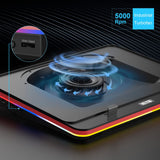 GT500 High-Performance Turbo Fan RGB Laptop Cooling Pad with Adjustable Speed, Seal Foam for Enhanced Cooling, Dust Filter Protection, Compatible with 13-17.3 Inch Gaming Laptops